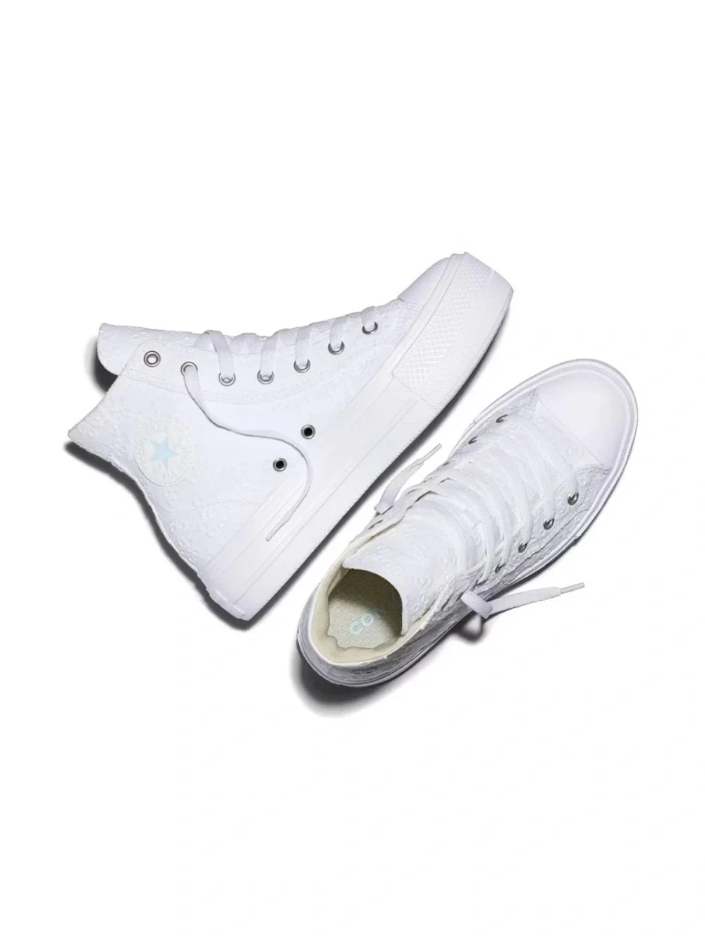 Kids White High-Top Lace Sneakers- Converse